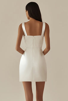 Satin Vit Bodycon Cowl Hals Examensklänning
