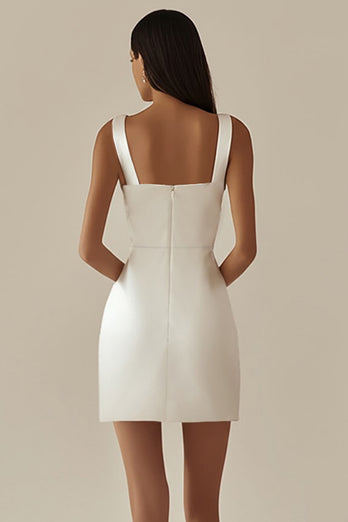 Satin Vit Bodycon Cowl Hals Examensklänning