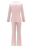 Grå Rosa Topp Kavajslag Satin Slim Fit Kvinnor Kostymer