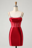 Glitter Fuchsia Spaghetti Remmar Tight Korsett Homecoming Klänning med Beading