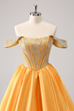 Glittrande Blå En linje Från Axeln Satin Ruffle Homecoming Klänning med Beading