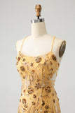 Glitter Gul Paljetter Broderi Tight Kort Homecoming Klänning med Beading