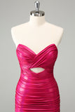 Fuchsia Bodycon Älskling Nyckelhål Kort Homecoming Klänning