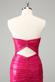 Fuchsia Bodycon Älskling Nyckelhål Kort Homecoming Klänning