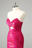 Fuchsia Bodycon Älskling Nyckelhål Kort Homecoming Klänning