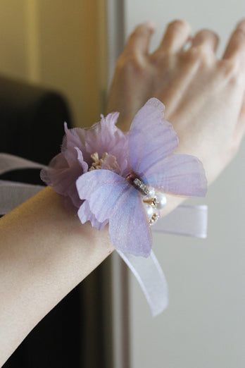 Elegant Lila Fjäril Prom Handled Corsage för bröllop