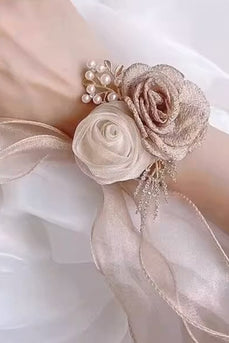 Champagne Pearl Prom Handled Corsage för bröllop