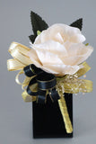 Lyxigt svart vitt Homecoming handledskorsage och Boutonniere set för män