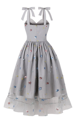 Svart Pin Up 1950-tals vintageklänning med stjärnor