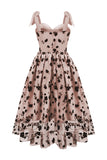 A-linje Blush Pin Up Vintage Klänning med Blomma Tryckt