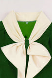 A-linje Marinblå Retro Button Up Vintage Klänning med Korta Ärmar