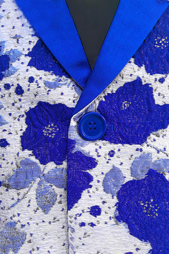 Royal Blue Sjal Kavajslag Jacquard Balkavaj för män