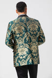 Mörkgrön One Button Jacquard Prom Kavaj för män med sjalslag