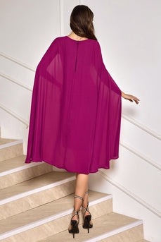 Grape Bodycon Midi Cocktail Party Klänning Med Cape Ärmar