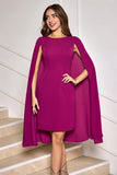 Grape Bodycon Midi Cocktail Party Klänning Med Cape Ärmar