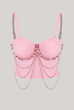 Glittrande svart Beading Korsett Bustier Topp