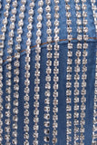 Blå Strass Fringe Denim Crop Top