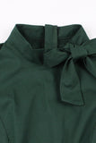 Mörkgrön Stand Collar Vintage 1950-tal Klänning