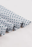 Blå Vit Polka Dots Fyrkantig hals Vintage 1950-talet Klänning