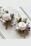 Aprikos Prom Handled Corsage och mäns Boutonniere för bröllop