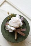 Aprikos Prom Handled Corsage och mäns Boutonniere för bröllop