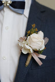Aprikos Prom Handled Corsage och mäns Boutonniere för bröllop