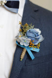 Aprikos Prom Handled Corsage och mäns Boutonniere för bröllop