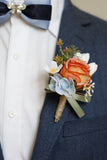 Aprikos Prom Handled Corsage och mäns Boutonniere för bröllop