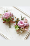 Aprikos Prom Handled Corsage och mäns Boutonniere för bröllop