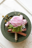 Aprikos Prom Handled Corsage och mäns Boutonniere för bröllop