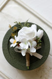 Aprikos Prom Handled Corsage och mäns Boutonniere för bröllop