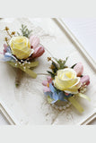 Aprikos Prom Handled Corsage och mäns Boutonniere för bröllop
