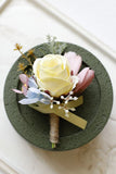 Aprikos Prom Handled Corsage och mäns Boutonniere för bröllop