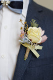 Aprikos Prom Handled Corsage och mäns Boutonniere för bröllop