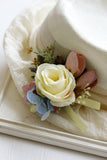 Aprikos Prom Handled Corsage och mäns Boutonniere för bröllop