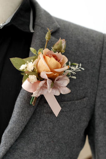 Elegant rouge Prom Wrist Corsage och mäns Boutonniere för bröllopsfest