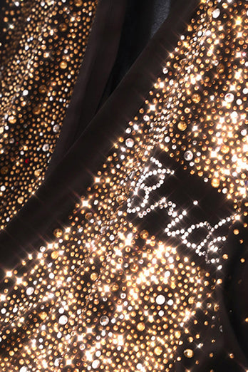 svart glänsande brud brudtärna mantel med strass