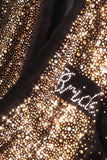 svart glänsande brud brudtärna mantel med strass