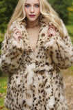 Leopardmönstrad Maxi Shearling Kappa med Bälte
