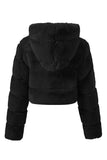 Svart Fluffig Fuskpäls Zip Up Kort Kappa