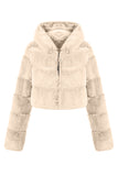 Svart Fluffig Fuskpäls Zip Up Kort Kappa