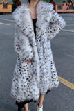 Svart Vit Leopard Mönster Lång Kvinnors Kappa