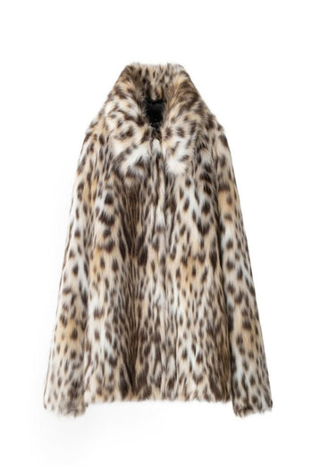 Vit Leopard Kvinnor Vinter Faux Fur Coat