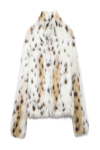 Vit Leopard Kvinnor Vinter Faux Fur Coat