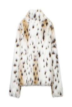 Vit Leopard Kvinnor Vinter Faux Fur Coat