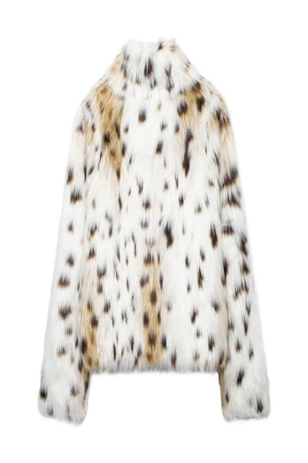 Vit Leopard Kvinnor Vinter Faux Fur Coat