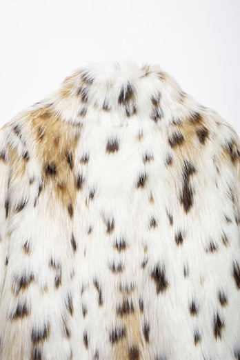 Vit Leopard Kvinnor Vinter Faux Fur Coat