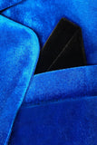 Kunglig blå Velvet Single Button Kvinnors kostymer