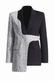 Silver Svart Peak Lapel Slim Fit Kvinnor Kavaj