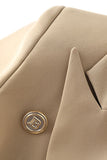 Ljusbrun Peak Lapel Slim Fit Kvinnor Kavaj med Bälte